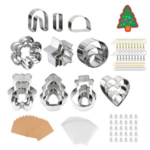 Magideal - Cortadores De Arcilla Polimérica De Material Acero Inoxidable Pendientes Accesorios De Bricolaje Con Tarjetas Para Pendientes, Ganchos Para Pendientes, Anillos