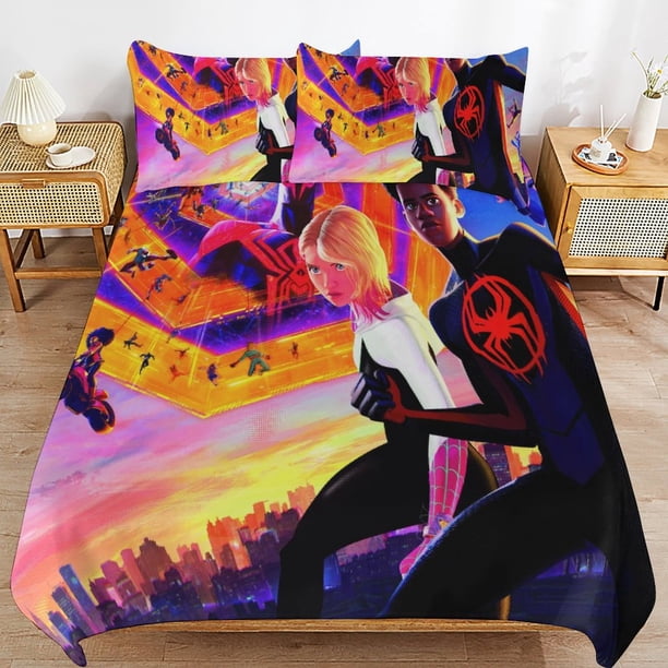 Spider Ma-n Across_thepider_Verse Spider Ma-n Bedding Set Sheet Set for Kids Adults,All Season Lightweight Bedding Set for Bedroom Bed Do Bed Sheets