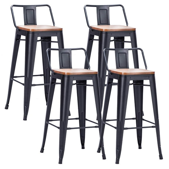 Pack 4 Pisos De Bar Tolix Con Asiento De Madera