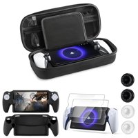 Genérico - Funda De Transporte Rígida Para Playstation Portal Remote Player - Con 2 Protectores De Pantalla, 1 Funda De Agarre, 4 Tapas De Agarre Del Pulgar, Cubierta Exterior Rígida Para Ps5 Portal-Negro