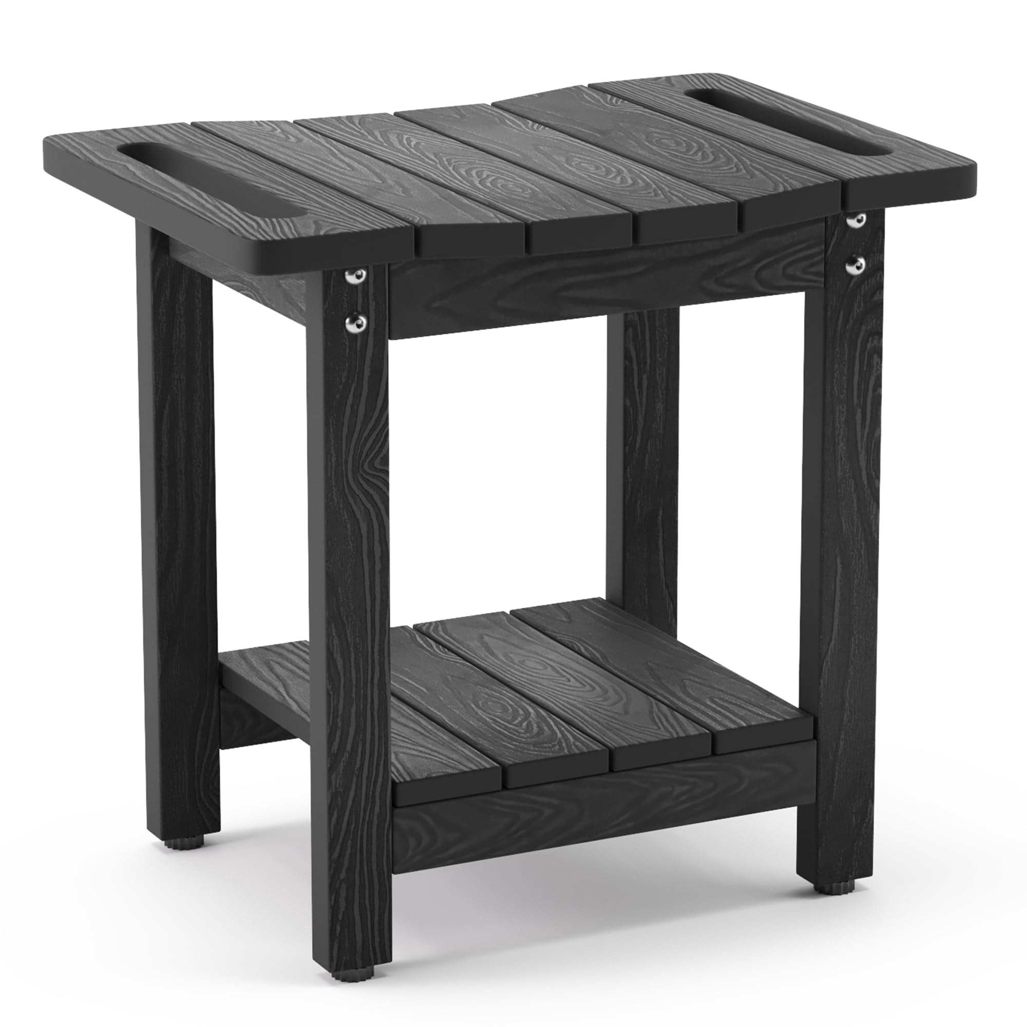 Banco De Ducha Lue Bona Hdps Impermeable Con Estante De Almacenamiento Negro