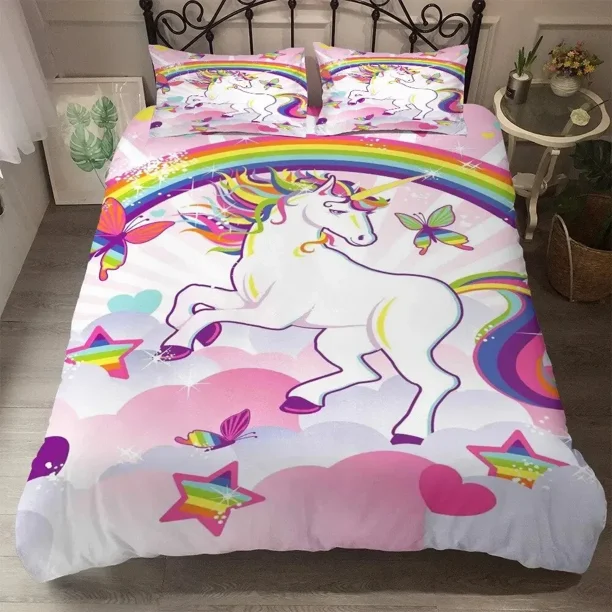 Children Bedding Set Bedding and Bed Sets Home Textile Unicorn Cartoon Lovely Kids Duvet Cover Set Bed Sheets