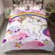 thumbnail image 1 of Children Bedding Set Bedding and Bed Sets Home Textile Unicorn Cartoon Lovely Kids Duvet Cover Set Bed Sheets, 1 of 5