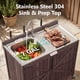 thumbnail image 3 of K&K 39.4" Outdoor Kitchen Island with Sink, Outdoor Kitchen Sink Station w/ 304 Stainless Steel Sink, Hose Hook Up & Faucet, Outdoor Kitchen Cabinet w/ Back Splash & 4 Wheels for Pizza Prep,Dark Brown, 3 of 3