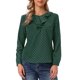 thumbnail image 1 of INSPIRE CHIC Blusa de Manga Larga con Cuello Volante para Mujer, Regreso a Clases, Día de San Valentín, Talla L, Verde Oscuro, 1 of 6
