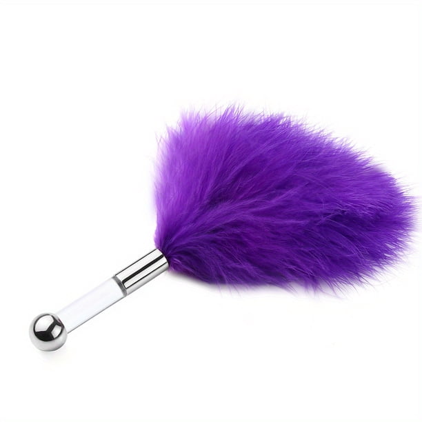 1pc Feather Tickler, BDSM Fetish Role-Play Tender Caresses Flirting Feather Brush, 4 Colors Multi-functional Metal Rod, Feather Tickler, Lovers Sex Toys