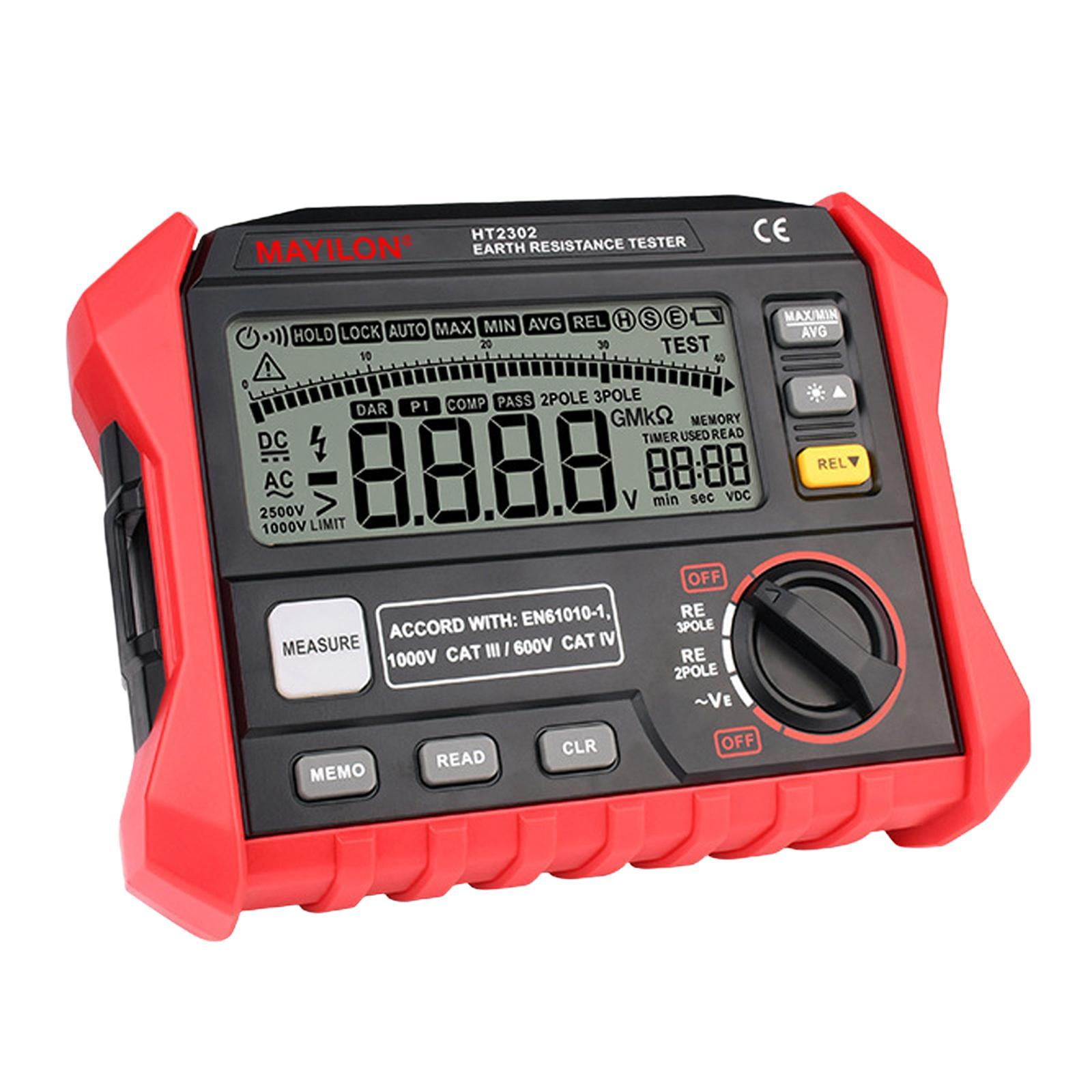 Ioensy - Probador De Resistencia A Tierra, Retroiluminación, Pantalla Lcd, Probador De Voltaje De Tierra Portátil