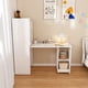 thumbnail image 2 of Stretchable desk, office desk with storage shelves and mobile wheels, foldable desk suitable for small apartments and offices, white, 2 of 3