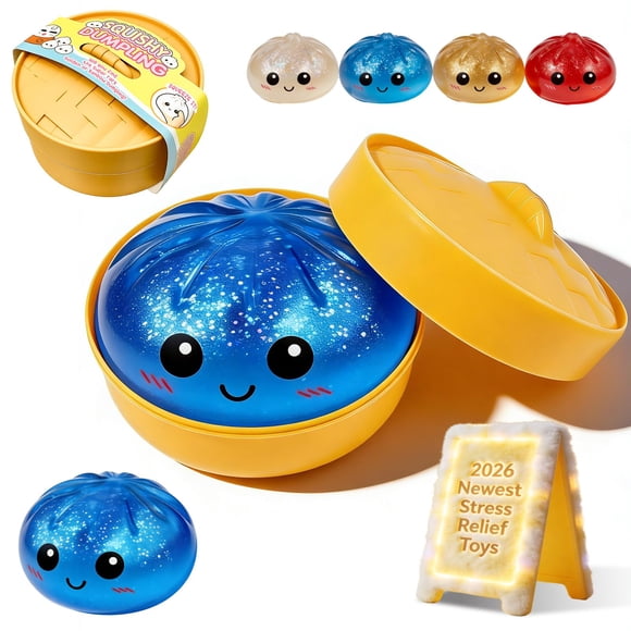 Juguete Squishy HNRF Dumpling con Glitter, Antiestrés, 10 x 10 x 5 cm