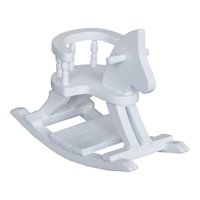 Bothyi - 1/12 Casa De Muñecas En Miniatura Decoración De Muebles De Caballo Balancín De Madera Blanca