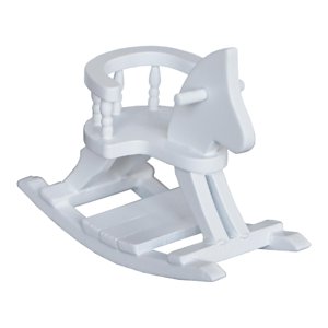 Bothyi - 1/12 Casa De Muñecas En Miniatura Decoración De Muebles De Caballo Balancín De Madera Blanca