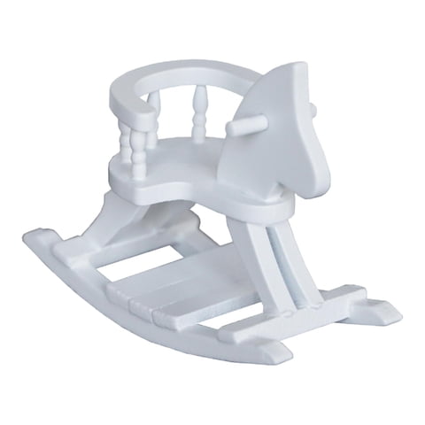 Bothyi - 1/12 Casa De Muñecas En Miniatura Decoración De Muebles De Caballo Balancín De Madera Blanca