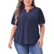 thumbnail image 1 of Agnes Orinda Blusas de Verano para Mujer Tallas Grandes con Cuello en V y Mangas Cortas 4X Azul Marino, 1 of 8