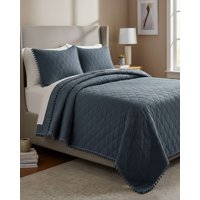 Imac Hogar - Quilt Premium Blanco Boho-Chic Con Pompones King-Superking