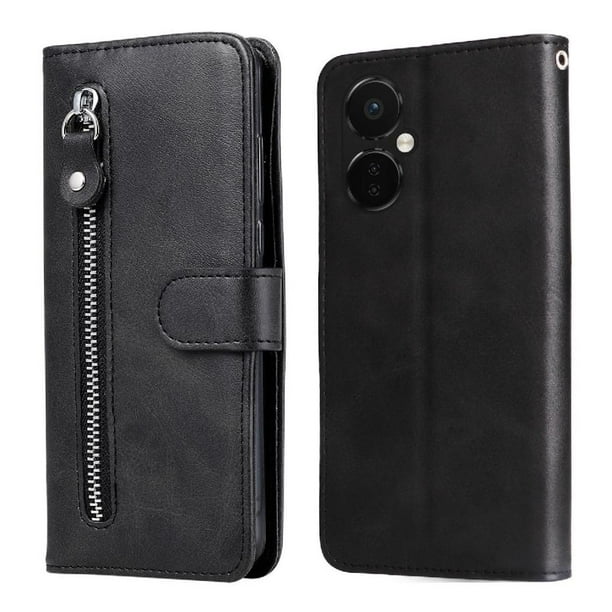 Funda con Cremallera para OnePlus Nord CE 3, Carcasa Cartera de Cuero PU con Soporte y Tarjetero