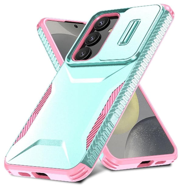 Funda Resistente para Samsung Galaxy S24 con Tapa Deslizante y Protección Militar Verde