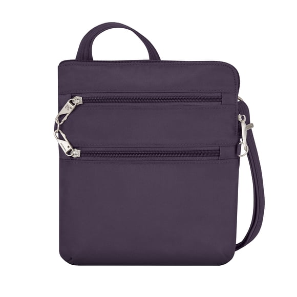 Bolso Travelon Anti-Theft Classic, delgado, con doble cremallera, bandolera