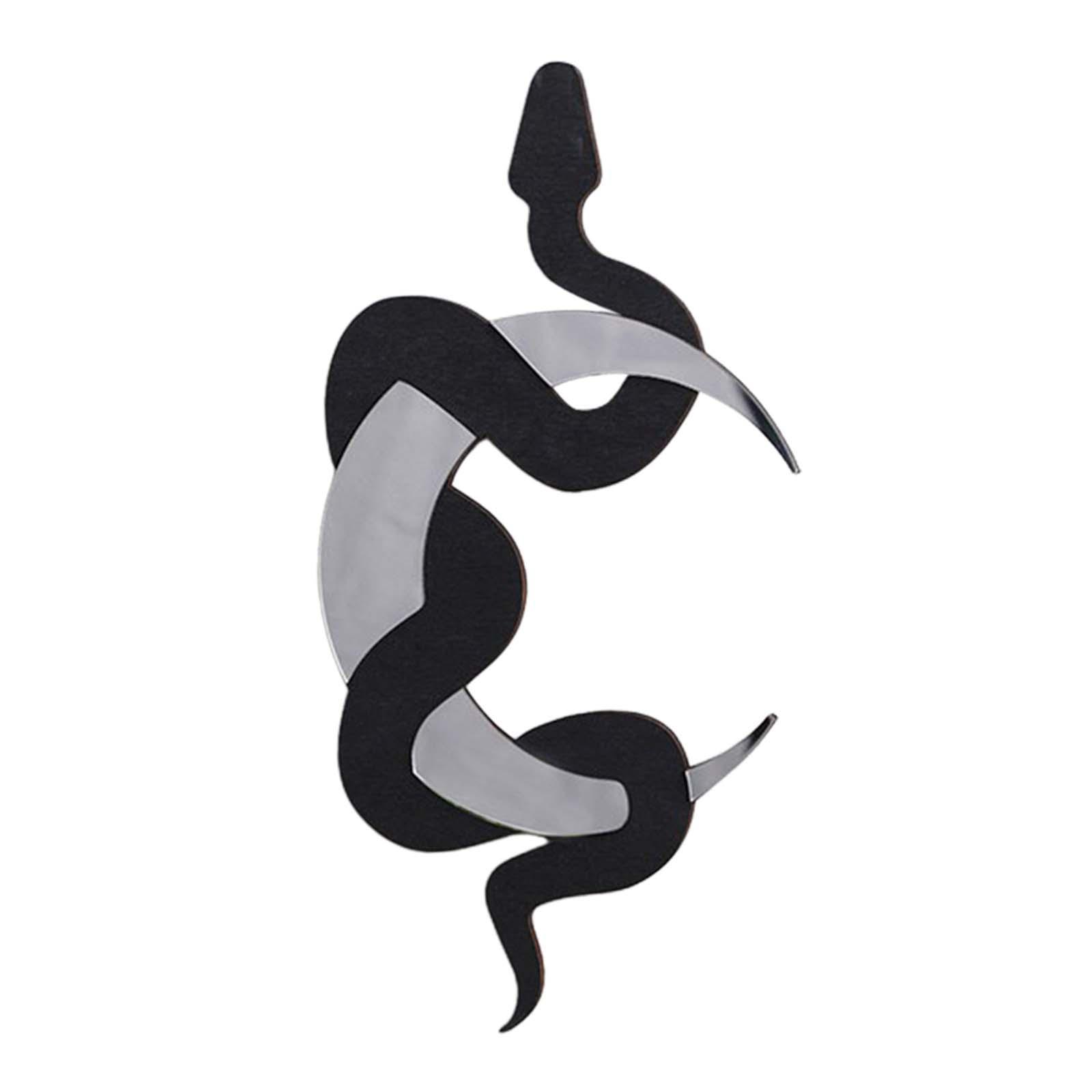 Magideal - Arte De Pared De Madera, Decoración Para Colgar En La Pared, Espejo De Serpiente Lunar, Decorativo, Espejo Estético De Pared Para Casa, Sala De Estar, , Blanco Negro