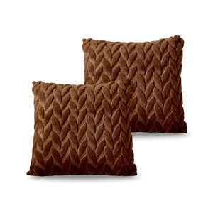 Genérico - Pack De 2 Fundas De Cojines Diseño Espiga 45Cm X 45 Cm Marron