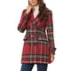 thumbnail image 1 of INSPIRE CHIC Abrigo de Mujer con Solapa de Muesca, Mangas Largas, Doble Botonadura, Cuadros, Talla L, Rojo Verde, 1 of 6