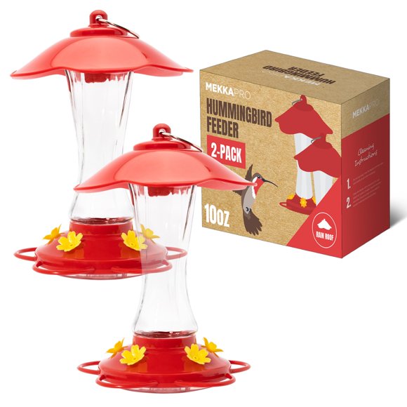 Alimentador para colibríes MEKKAPRO Pack de 2 unidades 300 ml Rojo