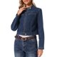 thumbnail image 4 of INSPIRA CHIC Chaquetas de Jean para Mujeres con Cremallera Cuello Alto Manga Larga Chaqueta de Mezclilla de Motocicleta M Azul Retro, 4 of 6