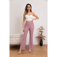Likeshop - Pantalón Flare Playero Mujer Broderie Juvenil Verano 5007