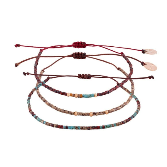 Pack Pulseras Picasso Rojas con Mostacillas Bañadas en Oro rojo Talla única