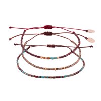 Zazü - Pack Pulseras Picasso Rojas Con Mostacillas Bañadas En Oro Rojo Talla Única