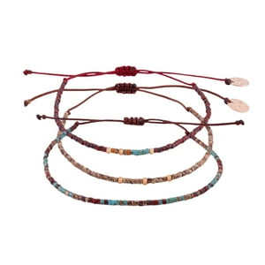 Zazü - Pack Pulseras Picasso Rojas Con Mostacillas Bañadas En Oro Rojo Talla Única