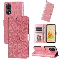 Funda Tipo Cartera Foxdock Para Oppo Reno 8T 4G , Diseño Girasol En Relieve, Cuero Pu, Cierre Magnético, Soporte Y Tarjetero