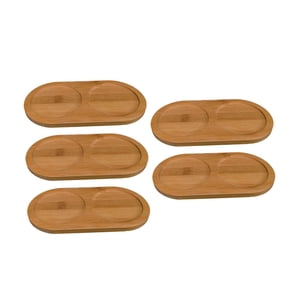 Magideal - Bandeja De Bambú Para Servir, 5 Unidades, Protector De Mesa De Comedor, Plato De Queso, Posavasos Resistente Para Bar, Hogar, Mesa De Café, Sala De Es Ovalado 2 Agujeros