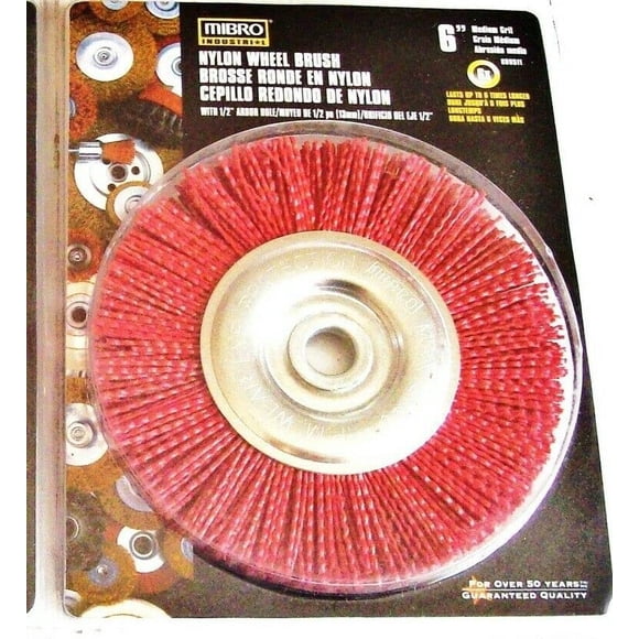 Cepillo de Rueda de Nylon RIKOL 6" Grano Medio 5/8 1/2 Eje
