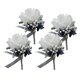 thumbnail image 5 of 4x Broche De Flor De Rosa Falsa Pin De Ramillete De Boda Blanco Y Gris Plateado, 5 of 5