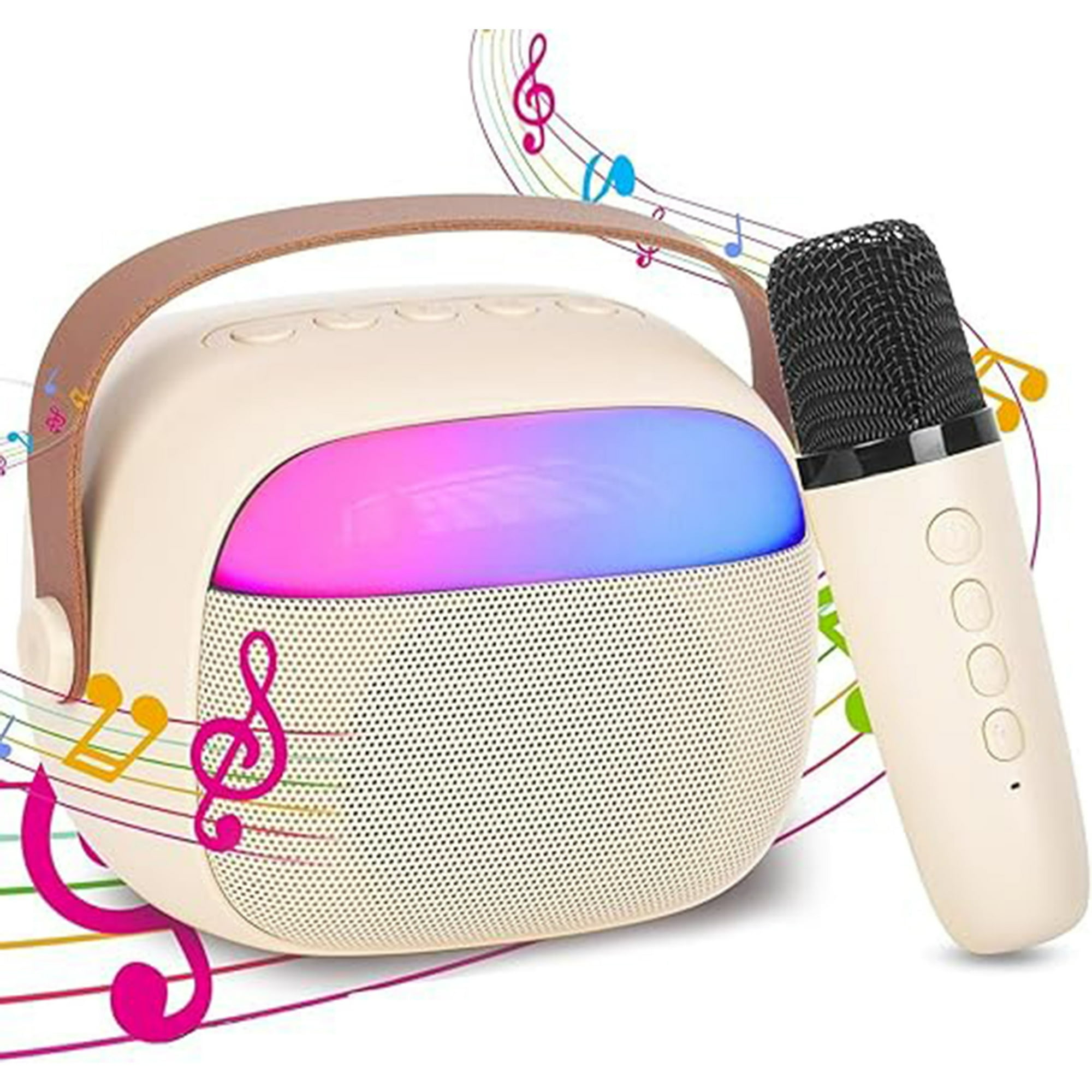 Veatool - Máquina De Sonido De Karaoke, Con 1 Micrófono Inalámbrico, Mini Altavoz Portátil De Karaoke Bluetooth, Con Luz De Ambiente Led, Adecuado Para Regalos De Cumpleaños