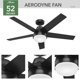 thumbnail image 3 of Ventilador de techo Hunter 51314 Aerodyne de 132 cm, negro mate, 3 of 6