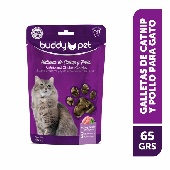 Galletas Gato Adulto Catnip y Pollo Bolsa, 65 g