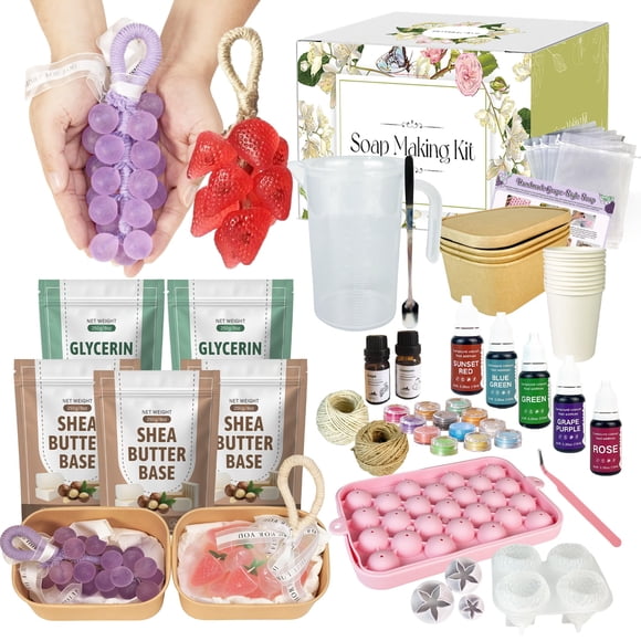 Kit de fabricación de jabones PIUH Uva y Fresa – Principiantes (Hazlo tú mismo)
