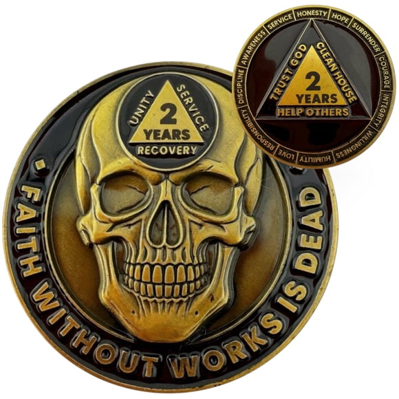 Moneda de Sobriedad Bliss and Beam 2 Años Calavera AA