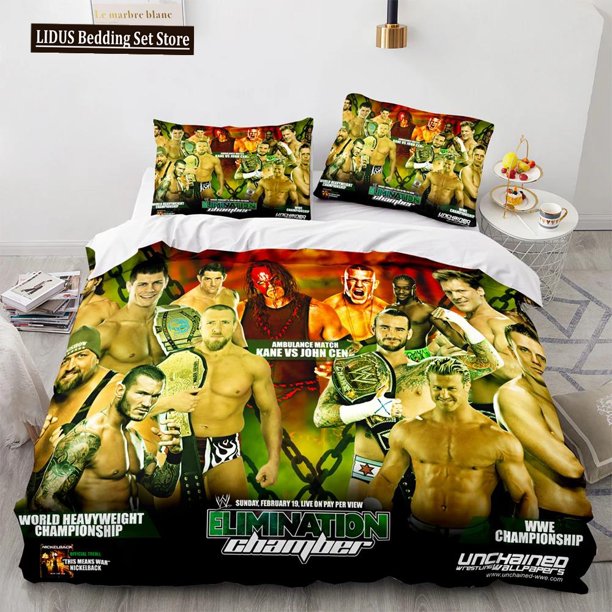 x2588 Bed SheetsWrestling Game WWE EAW Bedding Set Duvet Cover Bedroom Comforter Covers Twin Size Quilt Cover Home Textile /PCS 3-Piece Bedding Set (1 Duvet Cover + 2 Pillow Shams) nj2588
