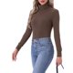 thumbnail image 4 of INSPIRE CHIC Camisetas de Cuello Alto para Mujer Camisetas de Manga Larga Cuello Simulado Otoño Invierno Camiseta Térmica Capa Básica S Café, 4 of 6