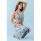 thumbnail image 3 of Conjunto de Top Corto con Cuello en V, Espalda Abierta Fruncida y Pantalones de Cintura Alta con Estampado Abstracto Multicolor, Azul, Rosa, Multicolor, M, 3 of 5