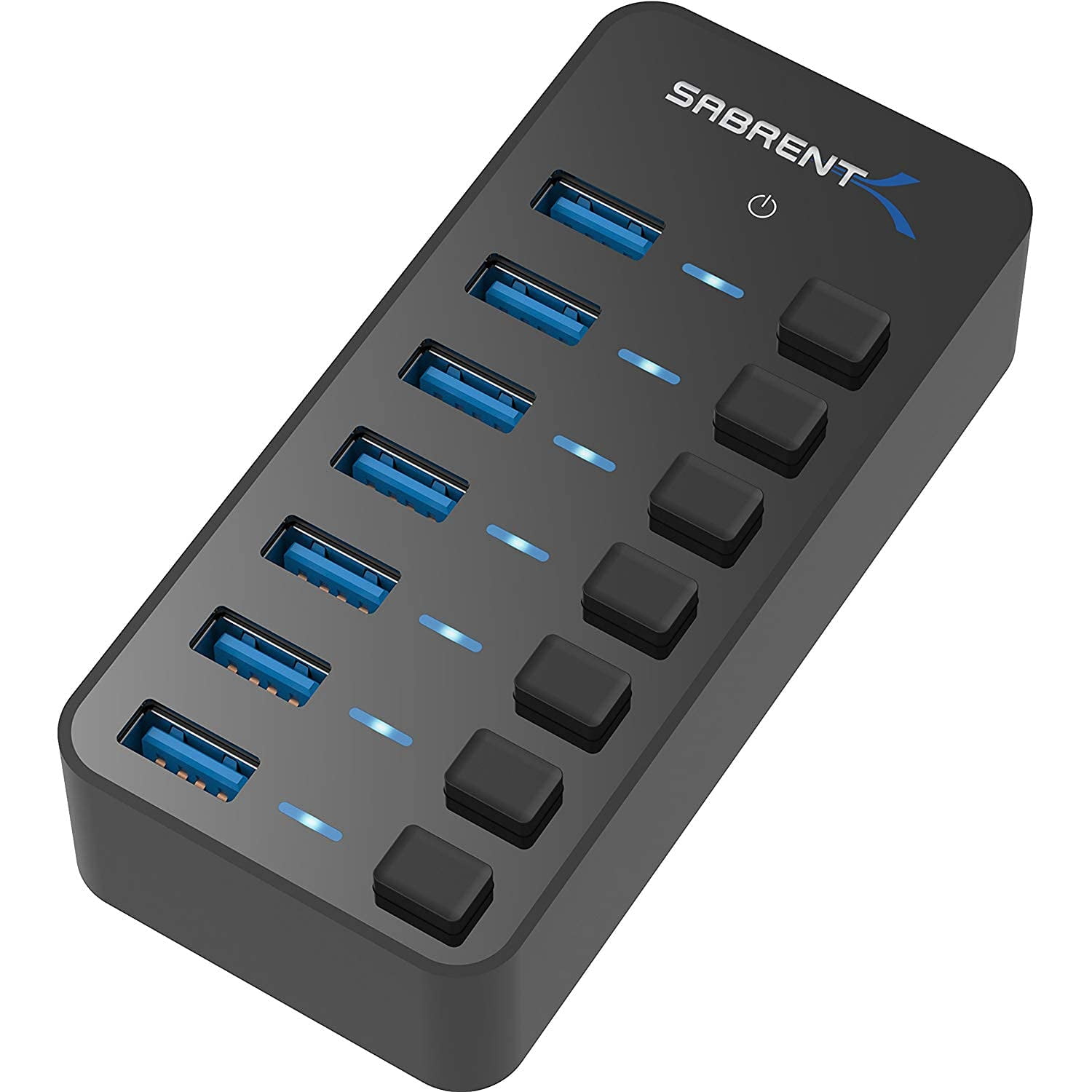 Hub Usb Sabrent Hb-bup7 De 7 Puertos Usb 3.0 Con Adaptador De Corriente