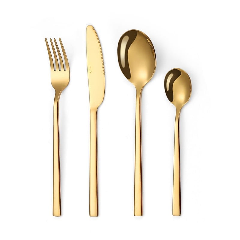 Set Cuberteria 24 Pzs Dorado Urban Acero Inoxidable Fta