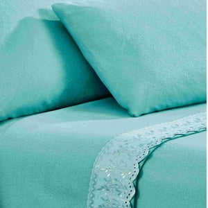 Sabana Andes Polar Broderie Turquesa 2 Plazas