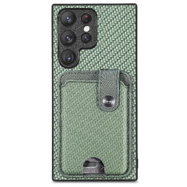 Funda Billetera Tejida para Samsung Galaxy S23 Ultra con Soporte y Tarjetero Verde