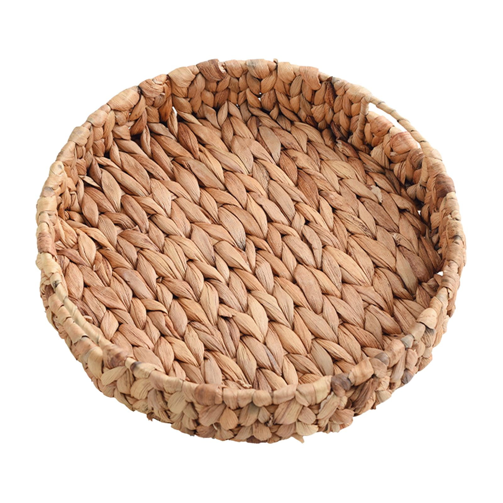 Bothyi - Bandeja De Tejido De Hierba, Bandeja De Mimbre Multiusos Para Servir Frutas, Exhibición, Desayuno, Pequeña