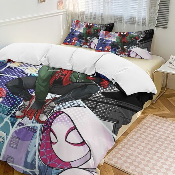 Spider-Man 3-Piece Twin Bed Set - Includes 1 Single Quilt And 2 Pillow Cases Bedding - Fade Resistant Microfiber - Spider