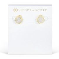 Aretes Kendra Scott Tessa Drusa Iridiscente Baño De Oro Amarillo 14K Coral