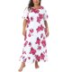thumbnail image 2 of Agnes Orinda Talla Grande para Mujer Camisón Escolar Universitario Floral Cuello Redondo Manga Corta Dobladillo con Volantes Vestido de Dormir Ropa de Dormir Camisones 2X Blanco Rosa, 2 of 5